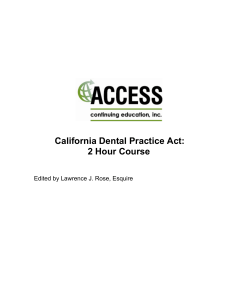 California Dental Practice Act: 2 Hour Course