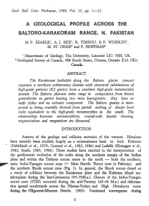 A Geological Profile Across The Baltoro-Karakoram Range