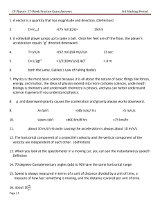 CP Physics 27-Week Practice Exam Answers 3rd Marking Per