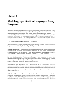 Modeling, Specification Languages, Array Programs