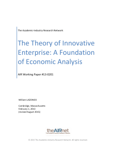 The Theory of Innovative Enterprise: A Foundation of Economic