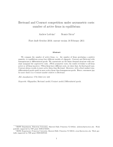Bertrand and Cournot competition under asymmetric costs: number