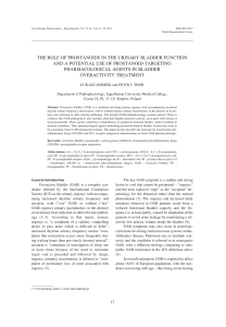 the role of prostanoids in the urinary bladder function and a potential