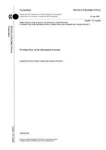 Unclassified DSTI/ICCP/IE(2006)7/FINAL Working Party on the