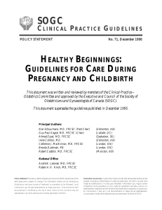 healthy beginnings: guidelines for care during pregnancy