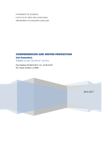 COMPREHENSION AND WRITEN PRODUCTION (1st Semester)