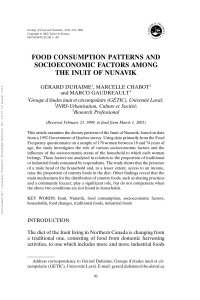 food consumption patterns and socioeconomic factors among the