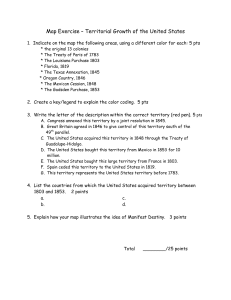 Map Exercise – Territorial Growth of the United States