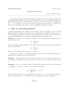 Generating Functions 1 What is a generating function?