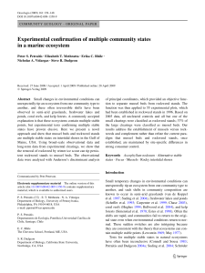 Experimental conWrmation of multiple community states in a marine