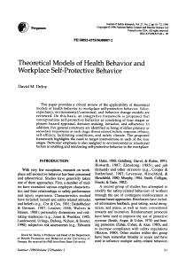 Theoretical models of health behavior and workplace self