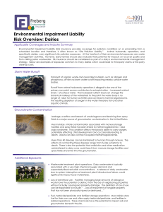 Environmental Impairment Liability Risk Overview: Dairies