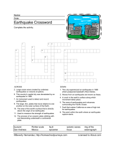 Earthquake Crossword