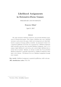 Likelihood Assignments in Extensive-Form Games