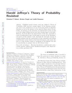 Harold Jeffreys`s Theory of Probability Revisited