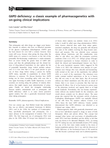 G6PD deficiency: a classic example of pharmacogenetics with