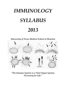 immunology syllabus 2013 - The University of Texas Medical School