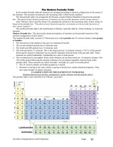The Modern Periodic Table