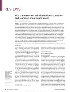 HCV transmission in industrialized countries and resource