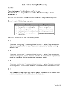 Grade 8 Science Training Test Answer Key Question 1 Reporting