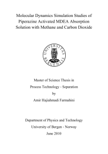 Molecular Dynamics Simulation Studies of Piperazine Activated