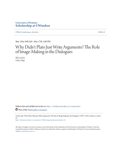 Why Didnâ•Žt Plato Just Write Arguments? The Role of Image