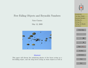 Free Falling Objects and Reynolds Numbers