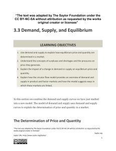 3.3 Demand, Supply, and Equilibrium