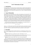 Lab 5: Polarization of Light 1 Introduction 2 Linear Polarization 3