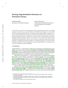 Parsing Argumentation Structures in Persuasive Essays