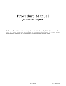 PROCEDURE MANUAL FOR THE i