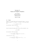 Lecture 5: Roots of Complex Numbers