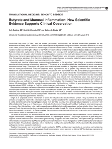 Butyrate and Mucosal Inflammation: New Scientific