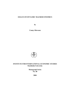 Essays on Dynamic Macroeconomics - Institute for International