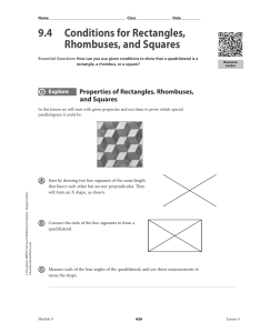 9 . 4 Conditions for Rectangles, Rhombuses, and Squares