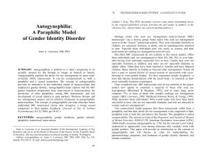 Autogynephilia: A Paraphilic Model of Gender Identity Disorder