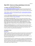 High HDL Cholesterol (Hyperalphalipoproteinemia)