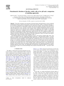 Potentiometric titrations of Bacillus subtilis cells to low pH and a