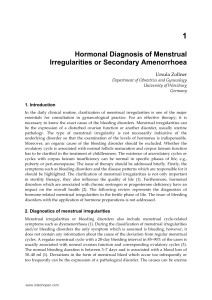 Hormonal Diagnosis of Menstrual Irregularities or