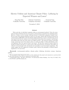 Electric Utilities and American Climate Policy: Lobbying by Expected