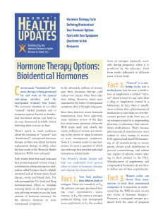 Women`s Health Updates: Hormone Therapy