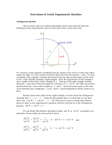 Derivations of Useful Trigonometric Identities θ + cos θ = 1 θ θ θ θ θ