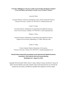 Consumer Willingness to Pay for Locally Grown Produce Designed