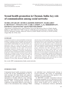 Sexual health promotion in Chennai, India: key