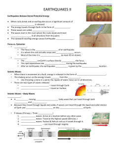 Notes - Earthquakes 2 - Seismic Waves / HW Questions