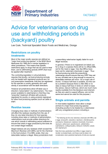 Advice for veterinarians on drug use and withholding periods in