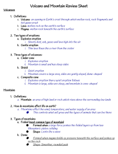 Volcano and Mountain Review Sheet