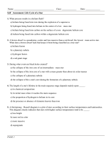 Self Assessment: Life Cycle of a Star