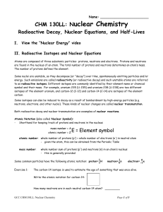 Radioactive Isotopes and Nuclear Equations