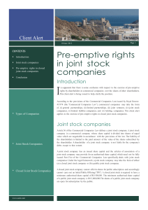 Pre-emptive rights in joint stock companies